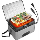 Portable Oven, 12V 24V 110V-240V Car Food Warmer Portable Personal Mini Oven Electric Heated Lunch Box for Meals Reheating & Raw Food Cooking for Road Trip/Camping/Picnic/Family Gathering(Gray)