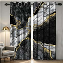 Renaiss Marble Blackout Curtains for Bedroom Gray Gold Abstract Cracked Texture Window Curtain Modern Luxury Art Window Drapes for Living Room Decor Darkening Curtains 2 Panels Set, 42x84 Inch