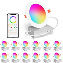 Smart Recessed Lighting 4 Inch 12W White Pot Lights RGBCW Color Changing LED Downlight with Junction Box,1000 Lumen Recessed Ceiling Light Compatible with Alexa,Dimmable by Bluetooth -12Pack