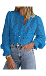 PRETTYGARDEN Women's Dressy Casual Lace Blouse Long Sleeve Button Up Shirts Tops Spring Fall Fashion Clothes