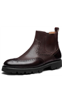 Men's Chelsea Boots Genuine Leather Dress Boots for Men Wingtip Brogue Formal Business Casual Ankle Boots