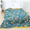 Snycler Boho Throw Blanket for Bed - 100% Cotton Ultra Soft Rustic Quilt Blanket Green Bird Floral Printed Farmhouse Decor Bed Blankets, 80"×90" All Season Rustic Throw for Sofa Couch Chair