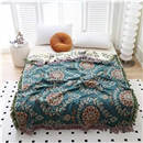 Snycler Boho Throw Blanket for Bed - 100% Cotton Ultra Soft Rustic Quilt - Blue Green Floral Printed Farmhouse Decor Bed Blankets, 60"×80" All Season Rustic Throw for Sofa Couch Chair
