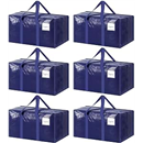 6 Pack Extra Heavy Duty Large Moving Bags with Strong Zipper, Dark Blue