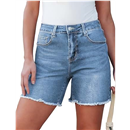 luvamia FleXclusive Jean Shorts for Women Trendy High Waisted Stretchy Denim Summer Raw Hem Mom Long Shorts Cutoff Jorts