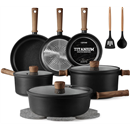 CAROTE Nonstick Pots and Pans, Induction Titanium Cookware Set 16pcs Kitchen Cooking Sets, Pot and Pan Non Stick w/Frying pan (PFOS, PFOA Free)