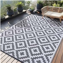 OLANLY Outdoor Rug Waterproof Reversible 8x10 ft, Durable Plastic Straw Patio Camping Carpet, Large Foldable RV Mat for Backyard, Deck, Picnic, Camper, Bench, All-Weather, Lightweight, Grey & White