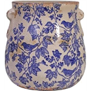 English Country Ceramic Planter, 6.7" Chinoiserie Vase & Utensil Holder