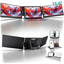 KYY 15.6" Laptop Screen Extender, 1080P FHD IPS Portable Monitor, One Cable USB-C Triple Monitor, Dual Travel Screen for 12"-17'' Laptops, 360° Rotation & Kickstand,X90D (Driver Need)
