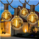 Torkase Outdoor String Lights Mains Powered, 27FT G40 Garden Festoon Lights with 12+1 Shatterproof G40 Plastic LED Edison Bulbs Waterproof for Outside Patio Gazebo Pergola Décor Wedding Cafe