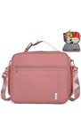NOL Kids Lunch Bag - Kids 3+ Reusable Insulated Lunch Box with Zipper Closure Buckle Handle Adjustable Long Shoulder Strap, Easy-Clean Waterproof Fabric, Children Lunch Tote Bag for School - Dark pink