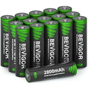 BEVIGOR AA Rechargeable Batteries 16 Pack, 2800 mAh High Capacity and Low Self Discharge, 1.2V Ni-MH Double AA Rechargeable Batteries