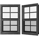 2 Pack Shed Windows 24" W x 36" H Flush Mount, Black Household Windows for Playhouses, Barns, Chicken Coop