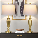 27'' Gold Table Lamps for Living Room, 3 Way Touch Control Bedside Lamps Set of 2 with USB A+C Ports & AC Outlet, Modern Metal Nightstand Lamps for Bedroom Living Room Office End Table