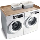 GLDZI Washer Dryer Countertop with 2 Pack Storage Baskets, Wood Washer and Dryer Countertop with Non-Slip Pads/Edge Rails for Laundry Room Storage and Organization, 27.5" W x 54" L (Woodcolor)