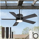 Fanbulous 42" Outdoor Ceiling Fan with Light and Remote, IP65 Waterproof, Plug-in Design with 10FT Cord, 6-Speeds, 3CCT, Hook Hanging Fan for Gazebo Patio Porch Garage Canopy(Black)