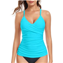 RELLECIGA Women's V Neckline Ruched Tankini Top Swimsuits Push Up Swim Top Only | Push Up, V Neckline, Ruched, Swim Top Only