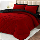 MUXHOMO 7 Pieces Queen Comforter Set, Reversible Bed in a Bag Queen Size, All Season Bedding Set with Comforter, Flat Sheet, Fitted Sheet, Pillowcases & Shams, Red & Black