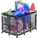 Pool Float Storage – XXL Large Outdoor Pool Toy Storage Organizer for Pool Noodles, Toys, Floats, Balls,Equipment, Mesh Rolling Storage Organizer Bin, Black