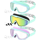 Kids Swim Goggles, 3 Pack Swimming Goggles for Kids 4-16, Anti-Fog UV Protection Pool Glasses for Boys Girls