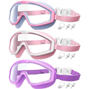 Kids Goggles Age 4-16, Anti-Fog UV 180°Clear View Kids Swim Goggles, 3 Pack Swimming Goggles Waterproof Pool Goggles