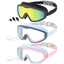 Kids Goggles Age 4-16, Anti-Fog UV 180°Clear View Kids Swim Goggles, 3 Pack Swimming Goggles Waterproof Pool Goggles