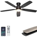 Ohniyou Ceiling Fans with Lights, 52'' Low Profile Ceiling Fan with Light and Remote/APP Control, Modern Flush Mount Ceiling Fan for Indoor Bedroom Living Room, Dimmable, Quiet DC Motor, Black