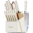 Knife Set,Astercook Kitchen Knife Set with Block 14-Piece Full Tang Stainless Steel Knives with Sharpener Dishwasher Safe and Anti-Slip Ergonomic Handle Utensils Set
