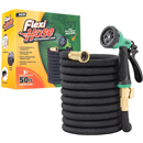 Flexi Hose Expandable Garden Hose with 8 Function Nozzle, 50FT - Lightweight Retractable Garden Hose, Water Hose - No-Kink Flexibility, 3/4 Inch Solid Brass Fittings and Double Latex Core
