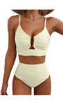 Herseas 2 Piece Bikini Set U-Wire Cutout Popular Swimsuit High Waisted Textured 2026 Summer Beach Swim Bathing Suits