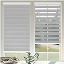 Cordless Zebra Blinds for Windows Dual Layer Zebra Roller Shades with Valance, Light Control Privacy Blinds for Day Night, 54" W x 72" H (137W x 183H cm), Grey