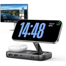 Selore USB C Hub with Wireless Charging for MacBook: 4K@60Hz HDMI, 100W PD, 15W Qi2 + 5W Wireless, 10Gbps Ports, iPhone Mirroring Docking Station & Magsafe Stand, Space-Saving Desk Organizer(Black)