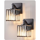 EDISHINE Hardwired Black Crystal Wall Sconces Set of 2, Modern Vanity Light