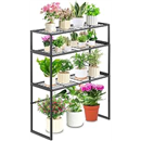 Metal Plant Stand Indoor Outdoor, 3 Tier Potted Multiple Flower Pot Holder Rack Plant Shelf, Heavy Duty Planter Display Shelving for Patio Balcony Garden Living Room Decorative (Black)