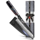 7 Inch Japanese Santoku Knife, Hand-Forged Damascus VG10 Steel Core