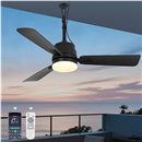 AHAWILL 42" Outdoor Ceiling Fans with Lights and Remote,Hanging Gazebo Fan,Plug in Ceiling Fan for Patios,3 Color Dimmable,Portable Fan with Hook for Porch,Pergola,Black