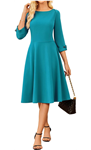 GRACE KARIN Work Dresses for Women 2026 3/4 Sleeve Fit and Flare Business Midi Dress Classy Office Dresses with Pockets
