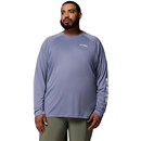 Columbia Men's PFG Terminal Tackle Long Sleeve Fishing Shirt, Grove Green Heather/Spark Orange Logo, Large
