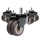 2 Inch Low Profile Office Chair Casters 650 lbs, Dual-Wheel TPR Rubber Wheels with Electrophoretic Coating Steel Bracket, Silent Non-Scratching for Hardwood Floors, Set of 5 (Grey)