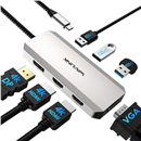 USB C Docking Station, Docking Station Quad Monitors with Dual HDMI,DP,VGA,3* USB-A2.0 for Wireless Device,Compatible with Lenovo, HP, Dell, Windows System Computer