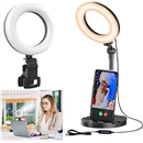 Desk Ring Light with Stand, Amcuke Ring Light with Clip 10W 3000K-6500K Dimmable Travel Desktop Light for Phone Selfie Laptop Zoom Video Makeup Vlog Tiktok Live Streaming (Black)