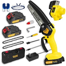Mini Chainsaw - 6 Inch Battery Chainsaw with Power Display, 2 Batteries Included, Garden Tool for Tree Branch Trimming & Wood Cutting, Ideal Holiday Gifts for Men, Fathers & Gardening Enthusiasts