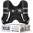 Weighted Vest, 6lb/8lb/10lb/12lb/15lb/18lb/20lb/24lb/30lb for Men Women, Reflective Stripe Adjustable Buckle, Comfortable Durable Rucking Vest for Walking Running Strength Training