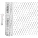 Plastic Chicken Wire Mesh Fence Roll - BEFYUS 15.7IN x 16.4FT Garden Fencing Animal Barrier with Zip Tie,Temporary Use Poultry Wires Netting for Pet,Dogs,Deer Rabbit (White)