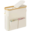 StorageWorks Toilet Paper Storage with Dual Flip Lids, Toilet Paper Holder Basket with Side Pocket, Holds 9 Mega or 12 Regular Rolls, Paper Storage Container for Bathroom, Medium, Beige