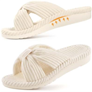 Orthopedic Arch Support Slippers for Women Comfortable Open Toe Indoor House Slippers Corduroy Cross Bow Bedroom Shoes for Plantar Fasciitis