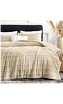 Amélie Home High-End Fleece Twin Comforter Set,Cozy Warm Striped Plush Bedding Set for Winter, 3 Pieces, 1 Cozy Comforter with 2 Pillowcases, Beige, 68"x90"
