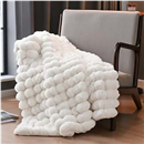 David's Home Double-Sided Faux Rabbit Fur Throw Blanket Twin Size,Reversible Luxury Soft Shaggy Warm Fuzzy Bubble for Couch,Bed,Cozy Plush Fluffy for Fall Winter, 60" * 80", Snow White