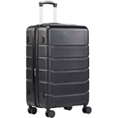 Sweetcrispy Carry on Luggage, Hard Shell ABS Suitcase with Double Spinner Wheels, Lightweight Expandable Rolling Suit Case with TSA Lock, 21 Inch Charcoal Black