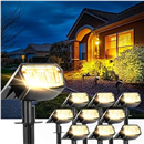 Solar Spot Lights Outdoor Waterproof, Warm White, 10 Pack